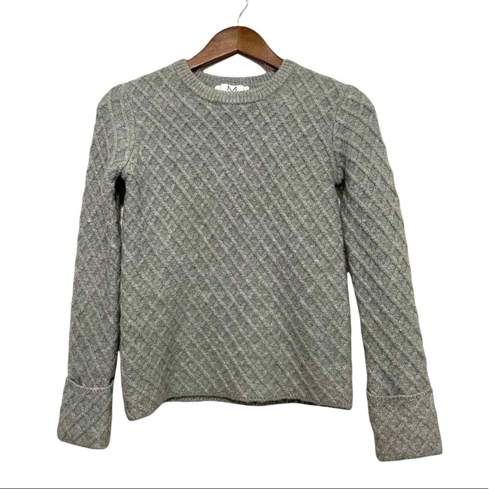 MAGASCHONI Textured Knit Crewneck Sweater Womens XS Gray Preppy Office Academia